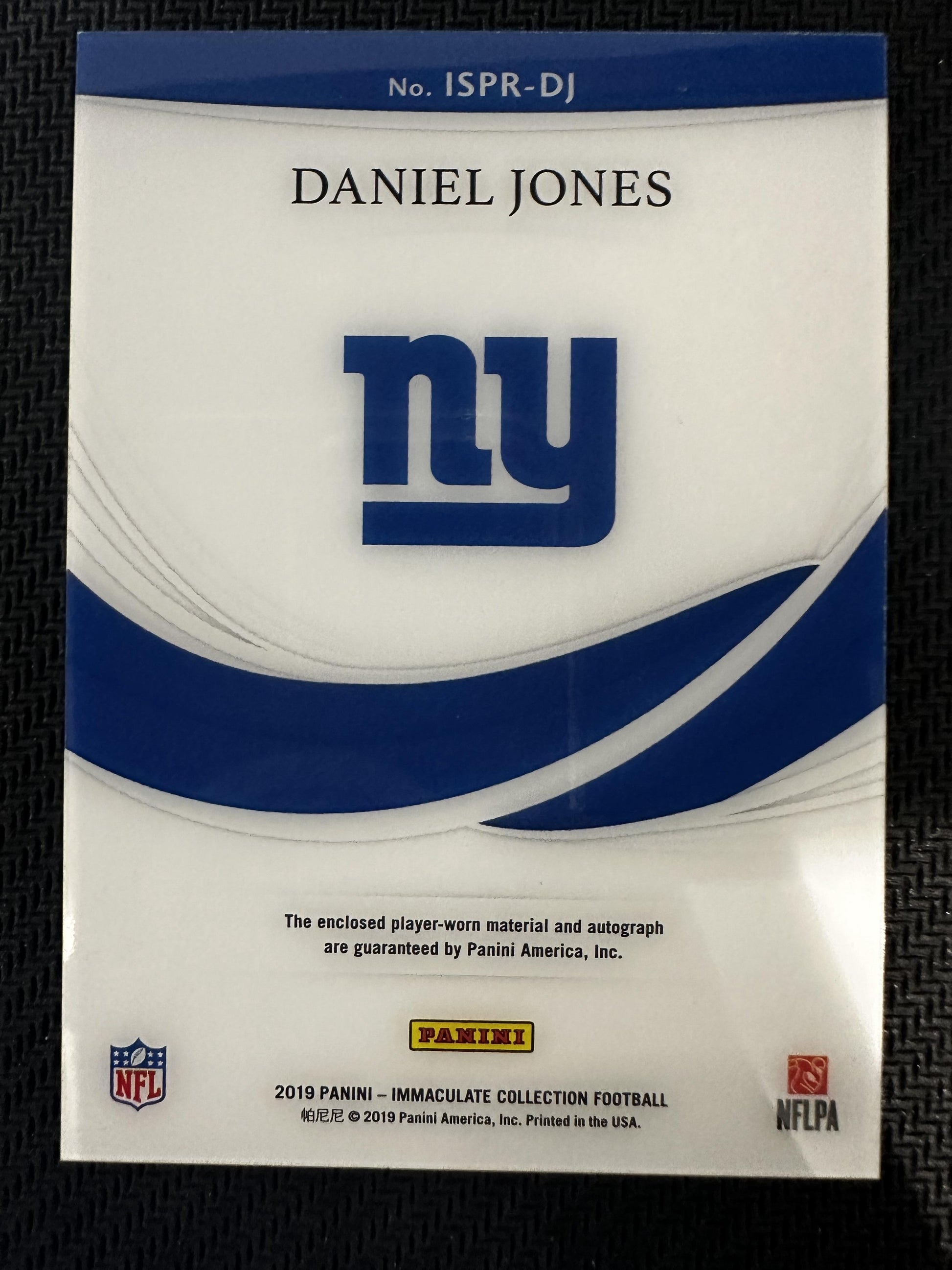 #ISPR-DJ Daniel Jones 2019 Panini Immaculate Auto /14 Giants Patch Emerald