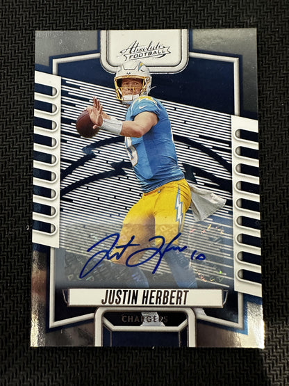 #1 Justin Herbert 2023 Panini Absolute AU Auto Chargers Base Signatures