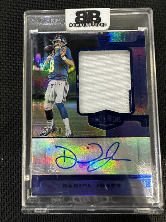 #RPA-DJO Daniel Jones 2019 Panini Plates & Patches /50 Giants Patch Auto Blue