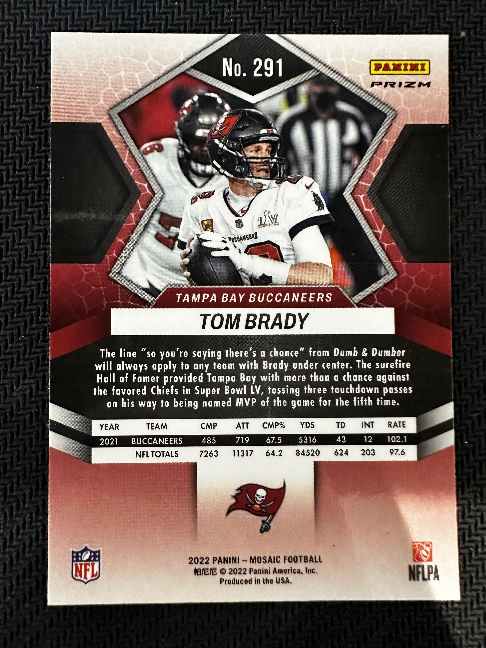 #291 Tom Brady 2022 Panini Mosaic Tampa Bay Buccaneers sports Mosaic Genesis