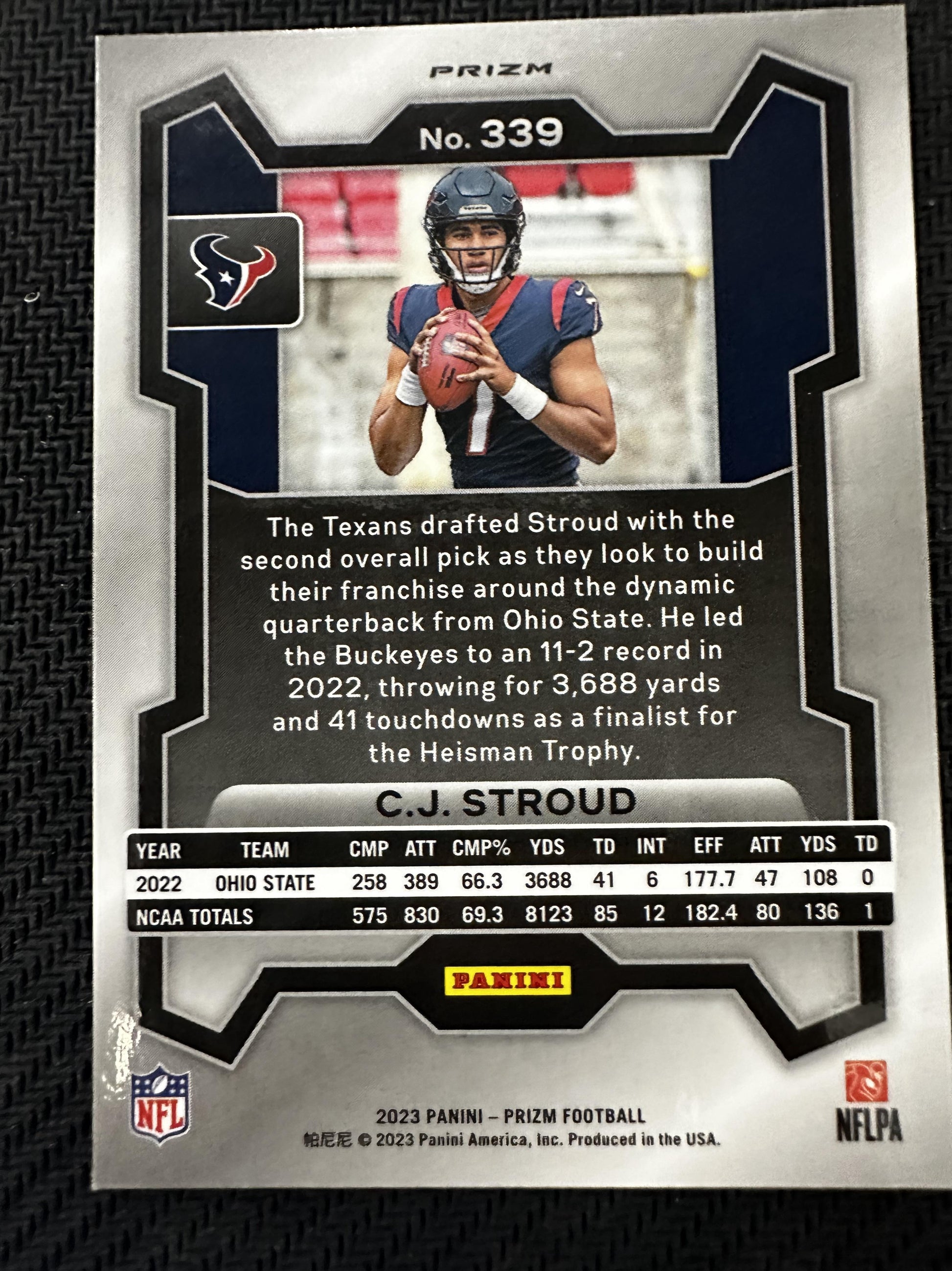 #339 C.J. Stroud 2023 Panini Prizm Houston Texans sports Green Wave