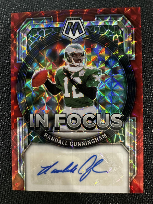 #IF-RC Randall Cunningham 2023 Panini Mosaic Auto /199 In Focus Signatures Red