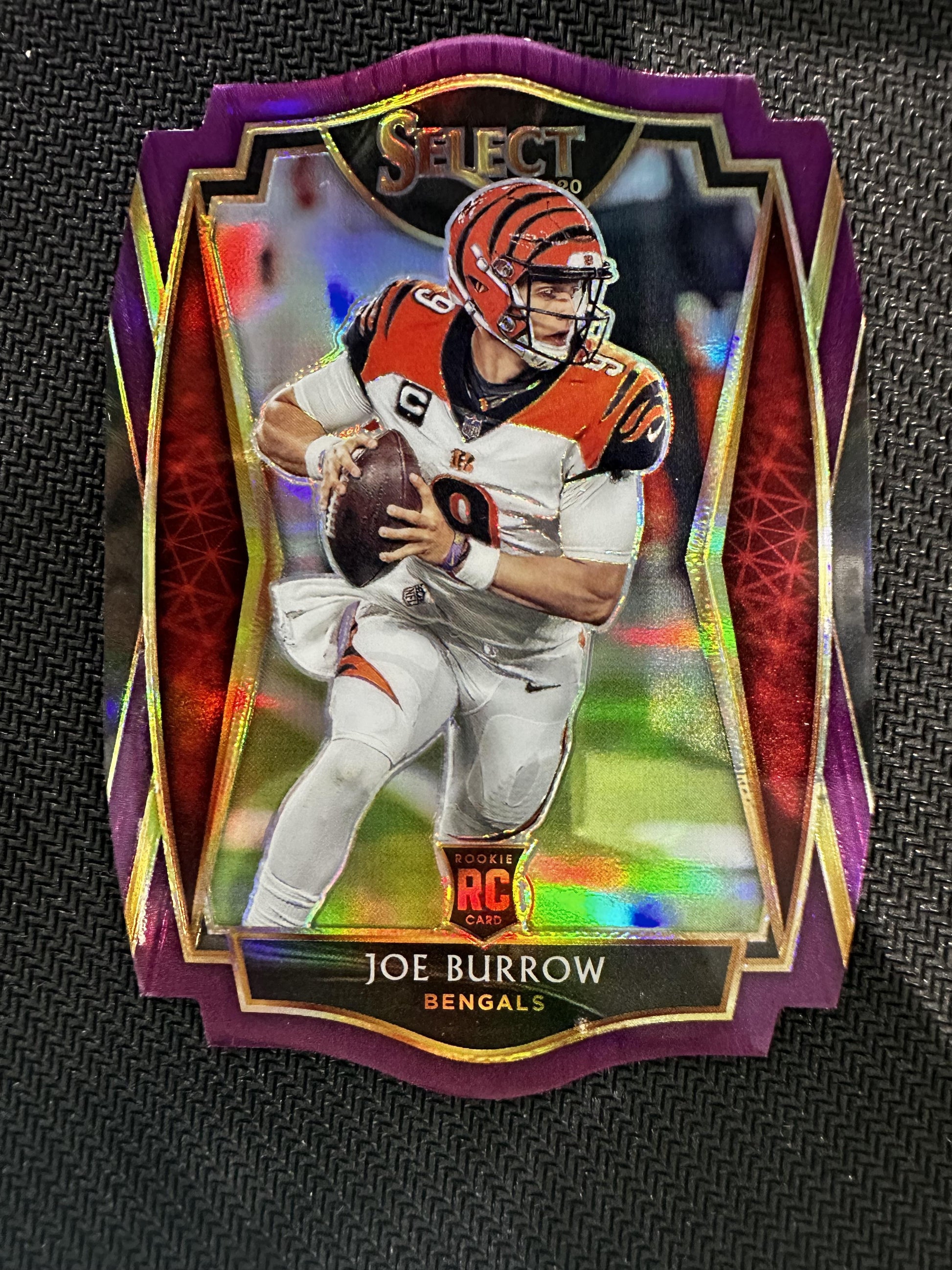 #146 Joe Burrow 2020 Panini Select RC Rookie Cincinnati Bengals Purple Die Cut