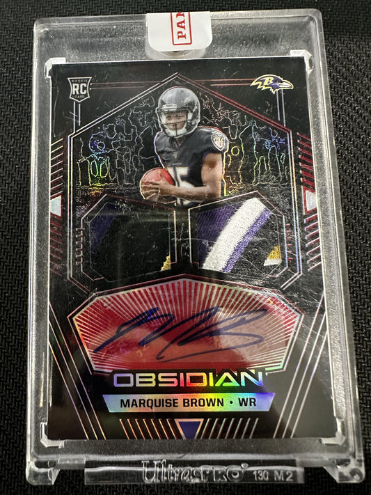 #RJI-MBR Marquise Brown 2019 Panini Obsidian Auto /10 Ravens Jersey Ink Red