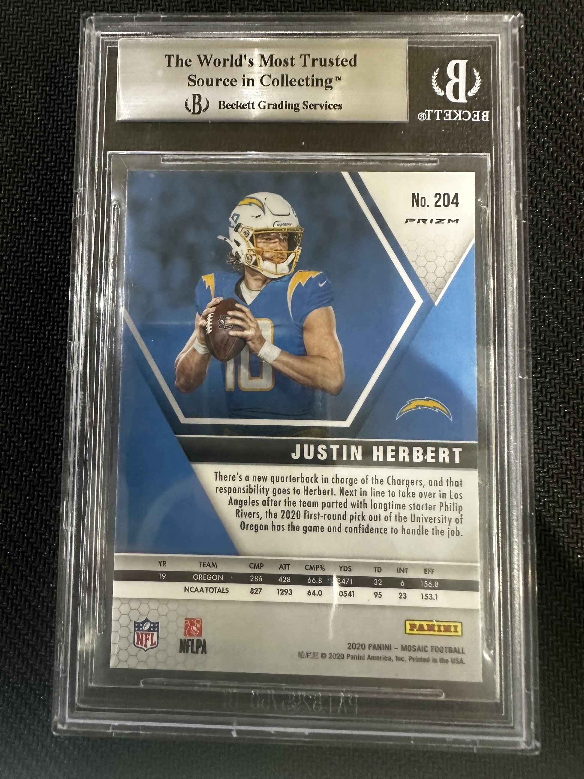 #204 Justin Herbert 2020 Panini Mosaic RC Rookie 9 Chargers Reactive Orange