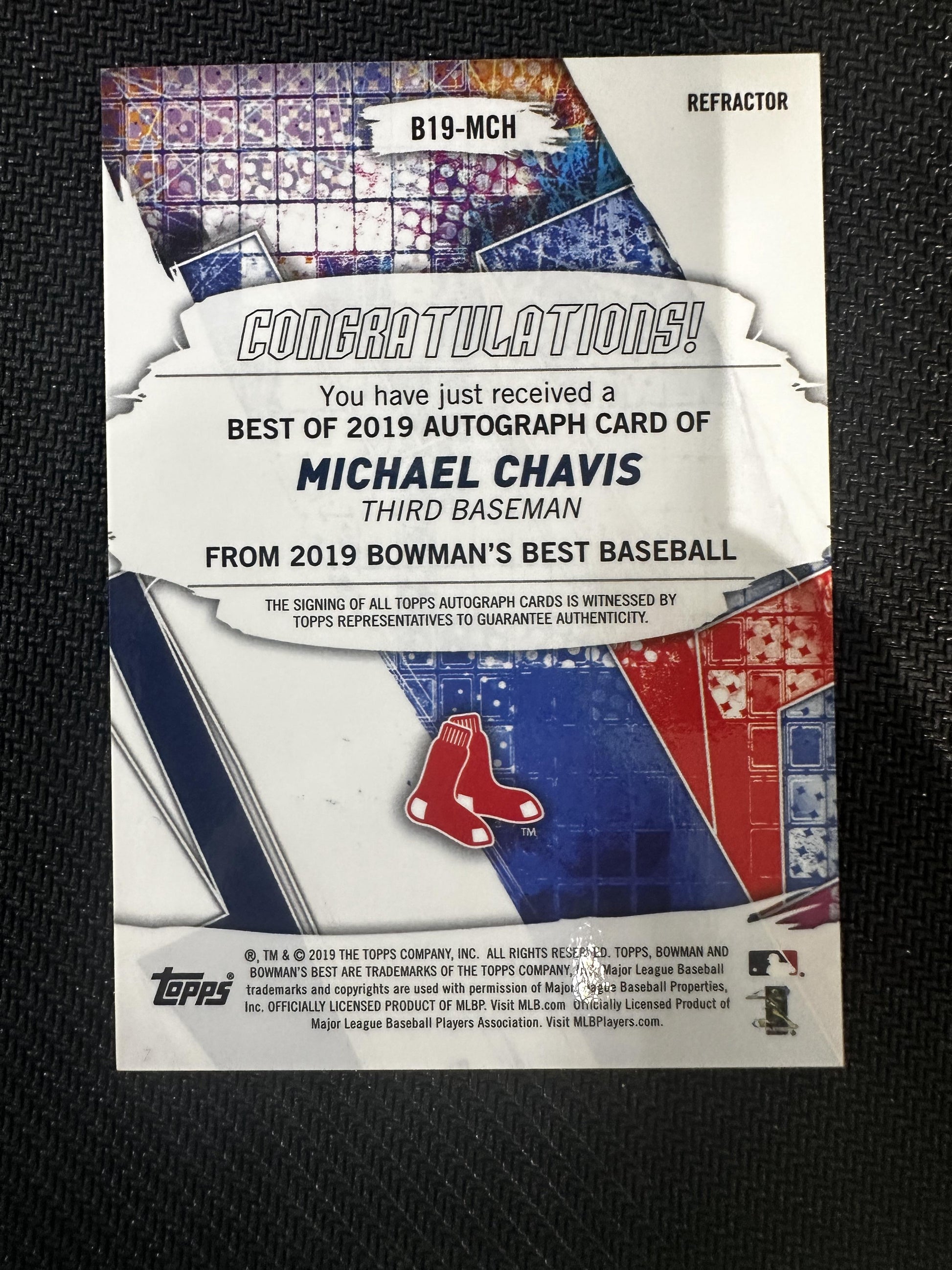 #B19-MCH Michael Chavis 2019 Bowman's Best Auto Red Sox Best of 2019 VIP 1/1