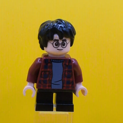 Harry potter hp233 Dark Red Plaid Flannel Shirt Black Short Legs