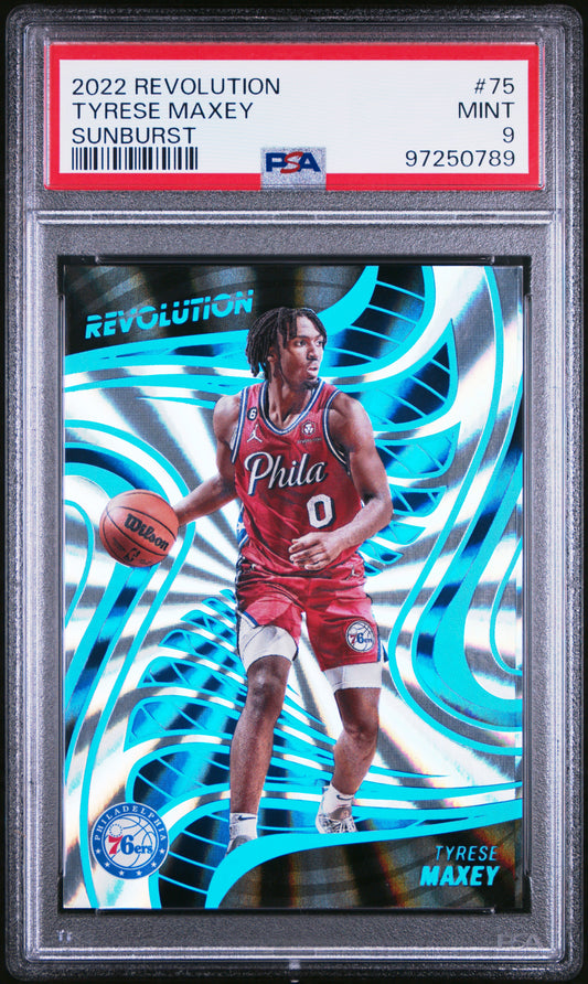 #75 Tyrese Maxey 2022 Panini Revolution 9 MT sports Sunburst