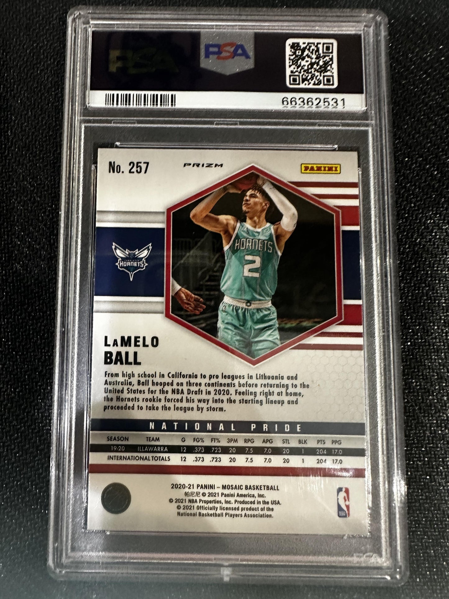 #257 Lamelo Ball 2020 Panini Mosaic 9 MT sports Reactive Orange