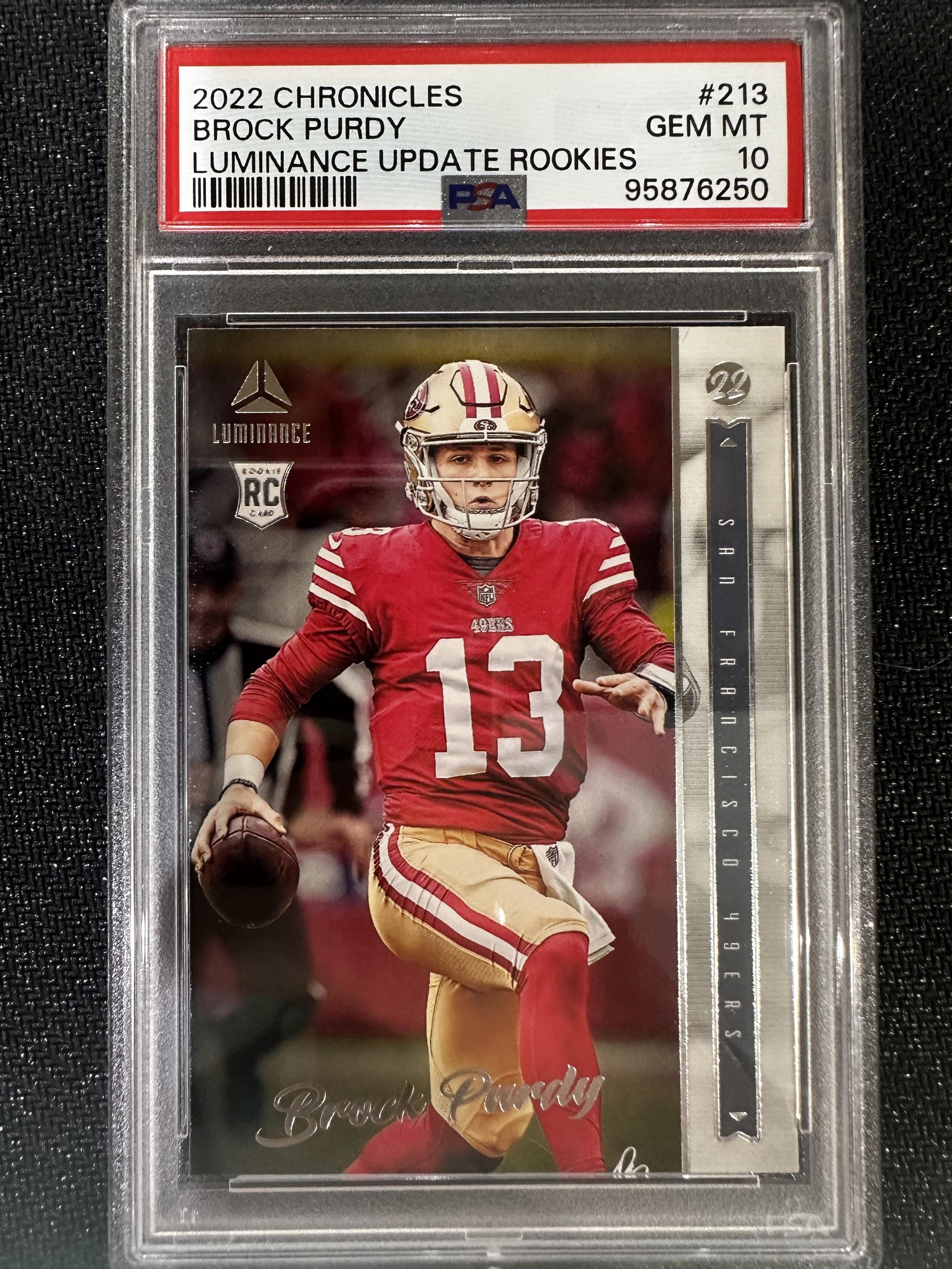 #213 Brock Purdy 2022 Panini Chronicles 49ers Luminance Update Rookies