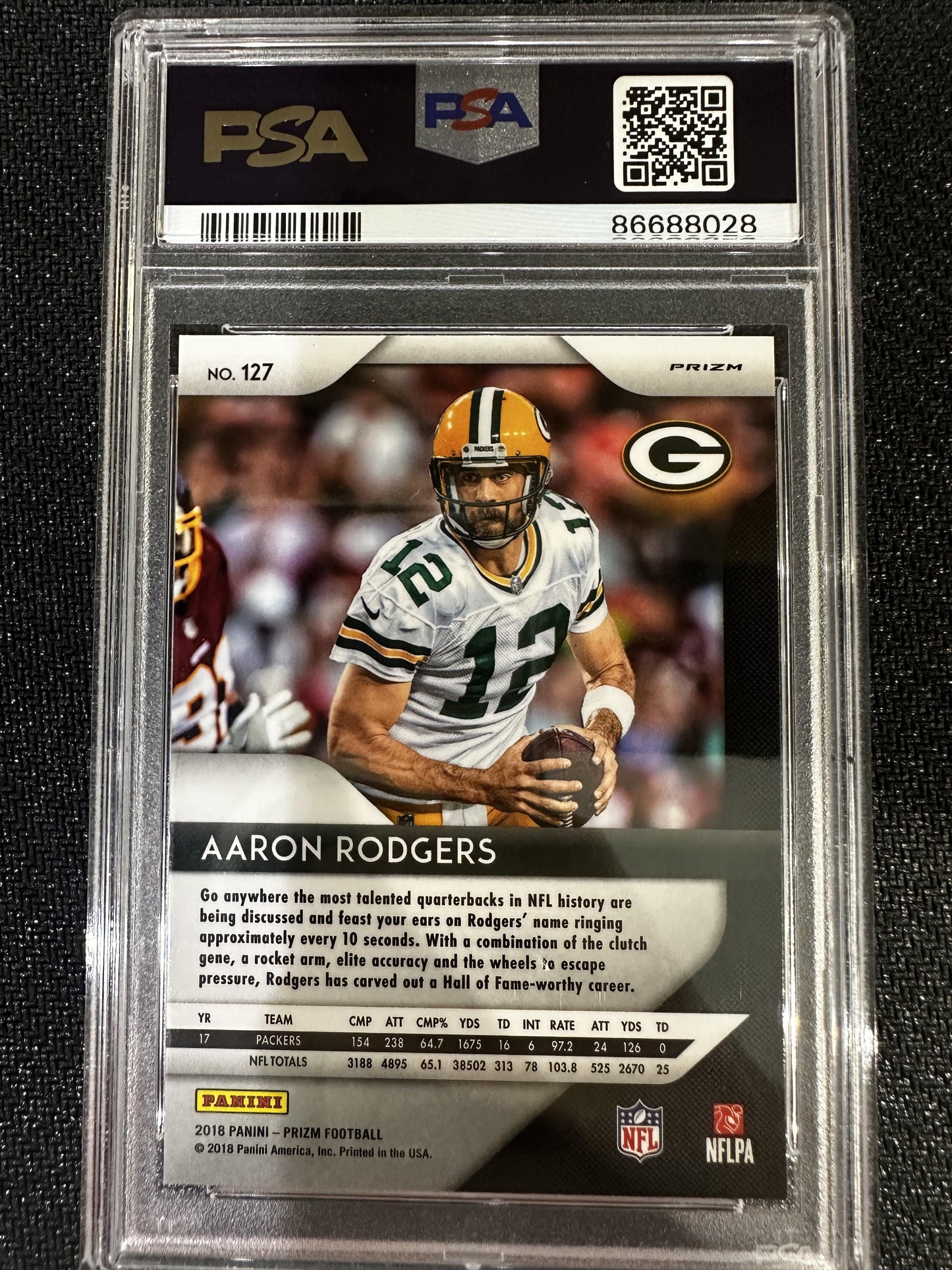 #127 Aaron Rodgers 2018 Panini Prizm Green Bay Packers Red White and Blue