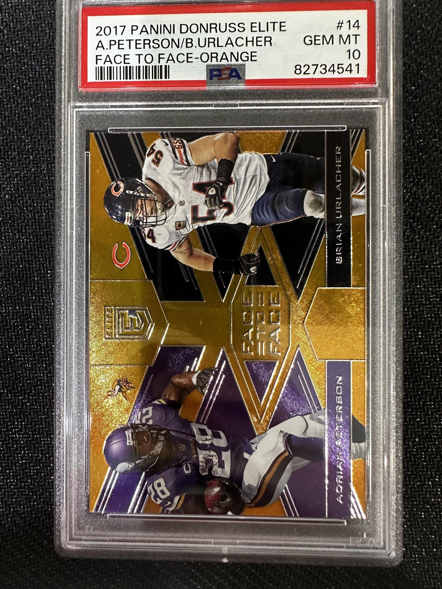 #14 Adrian Peterson / Brian Urlacher 2017 Donruss Elite /25 Face to Face Orange