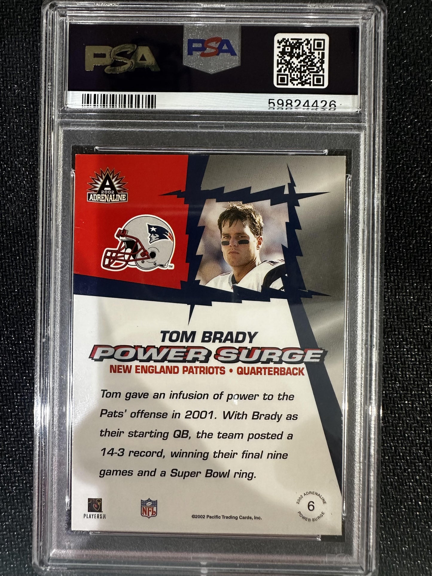 #6 Tom Brady 2002 Pacific Adrenaline Power Surge 8 NM-MT sports Power Surge