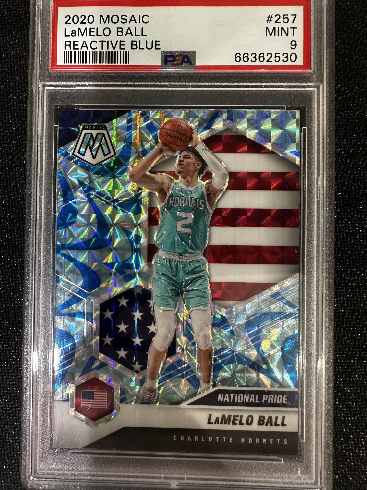 #257 LaMelo Ball 2020-21 Panini Mosaic 9 Charlotte Hornets MT Reactive Blue