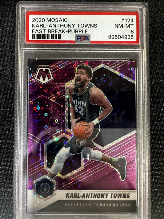 #124 Karl-Anthony Towns 2020-21 Panini Mosaic /50 Timberwolves Fast Break Purple