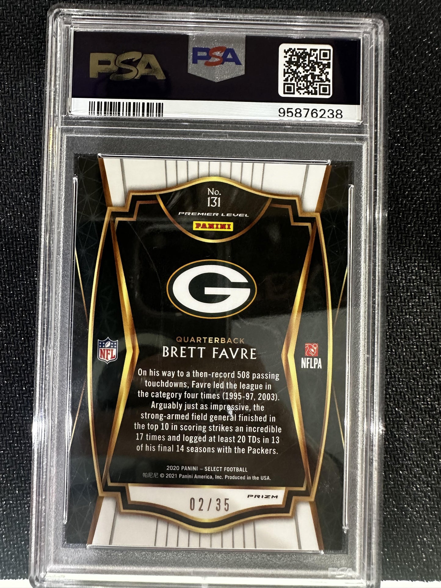 #131 Brett Favre 2020 Panini Select SN #/35 Green Bay Packers sports White Prizm