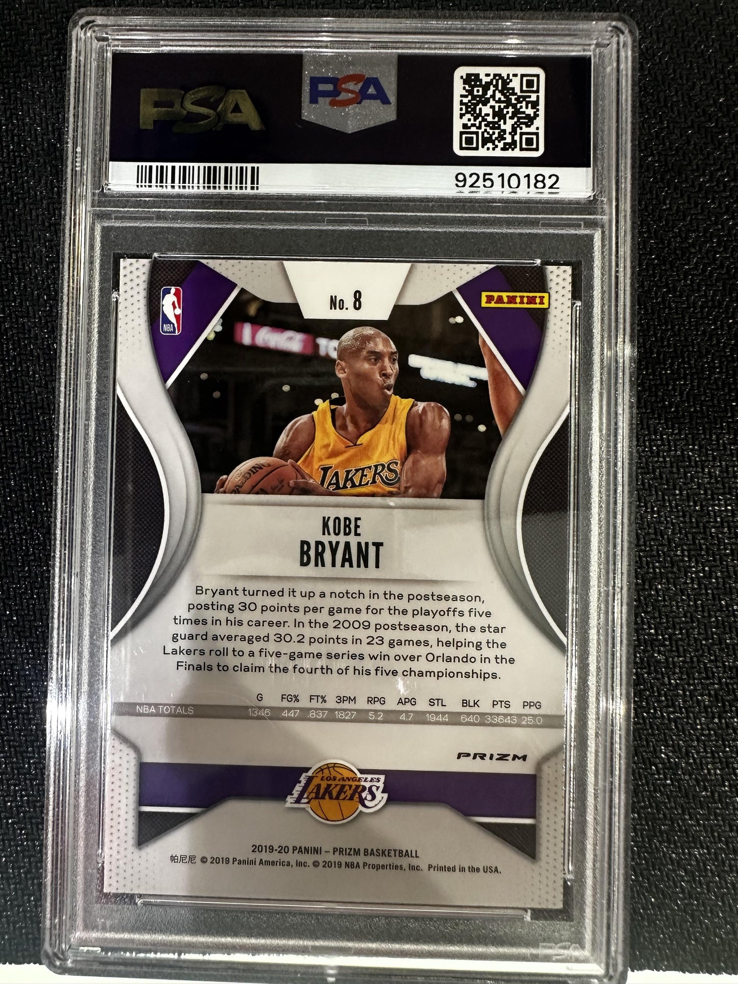 #8 Kobe Bryant 2019-20 Panini Prizm Los Angeles Lakers sports Prizms Silver