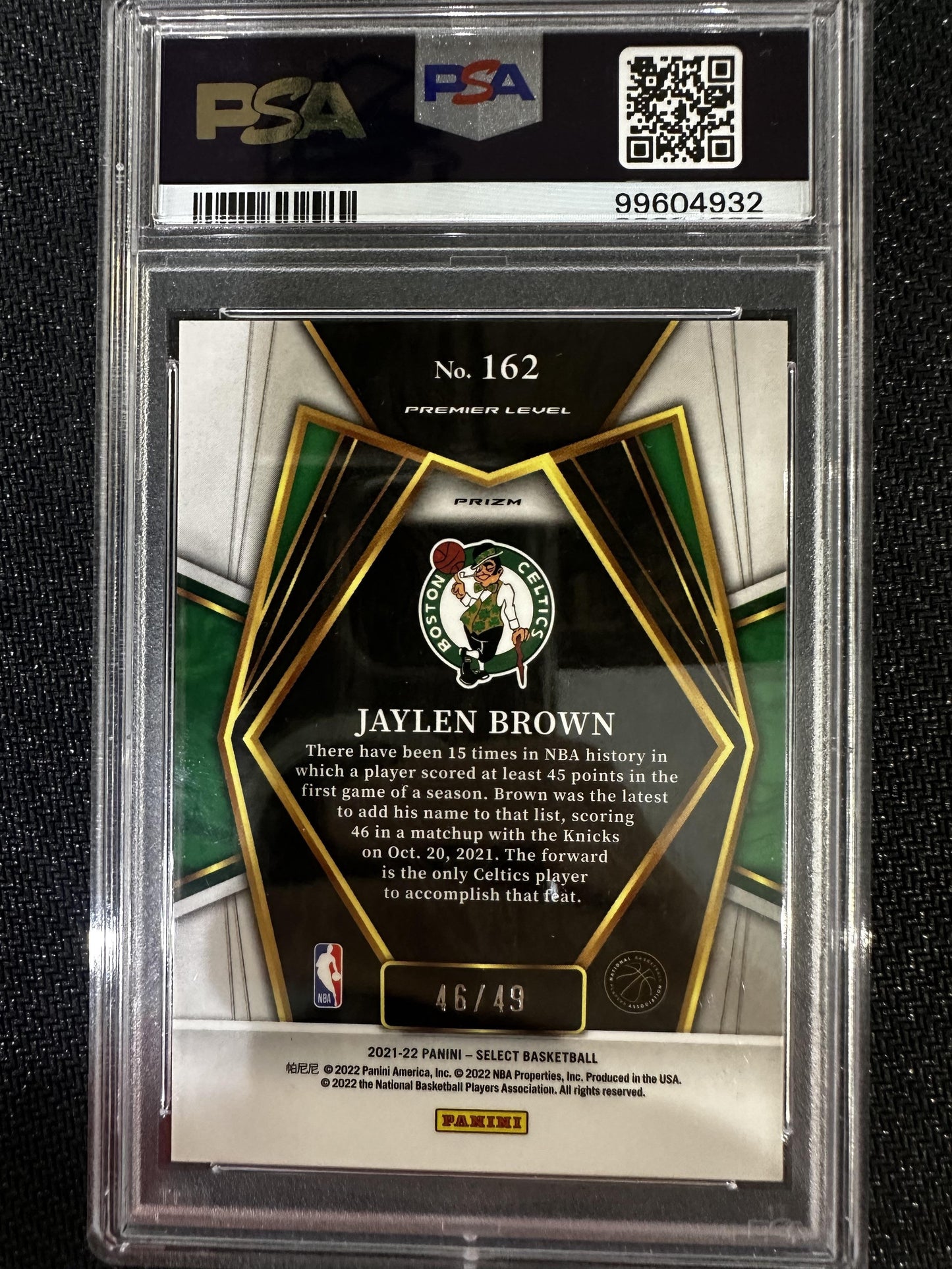 #162 Jaylen Brown 2021-22 Panini Select SN #/49 Boston Celtics sports Red Disco