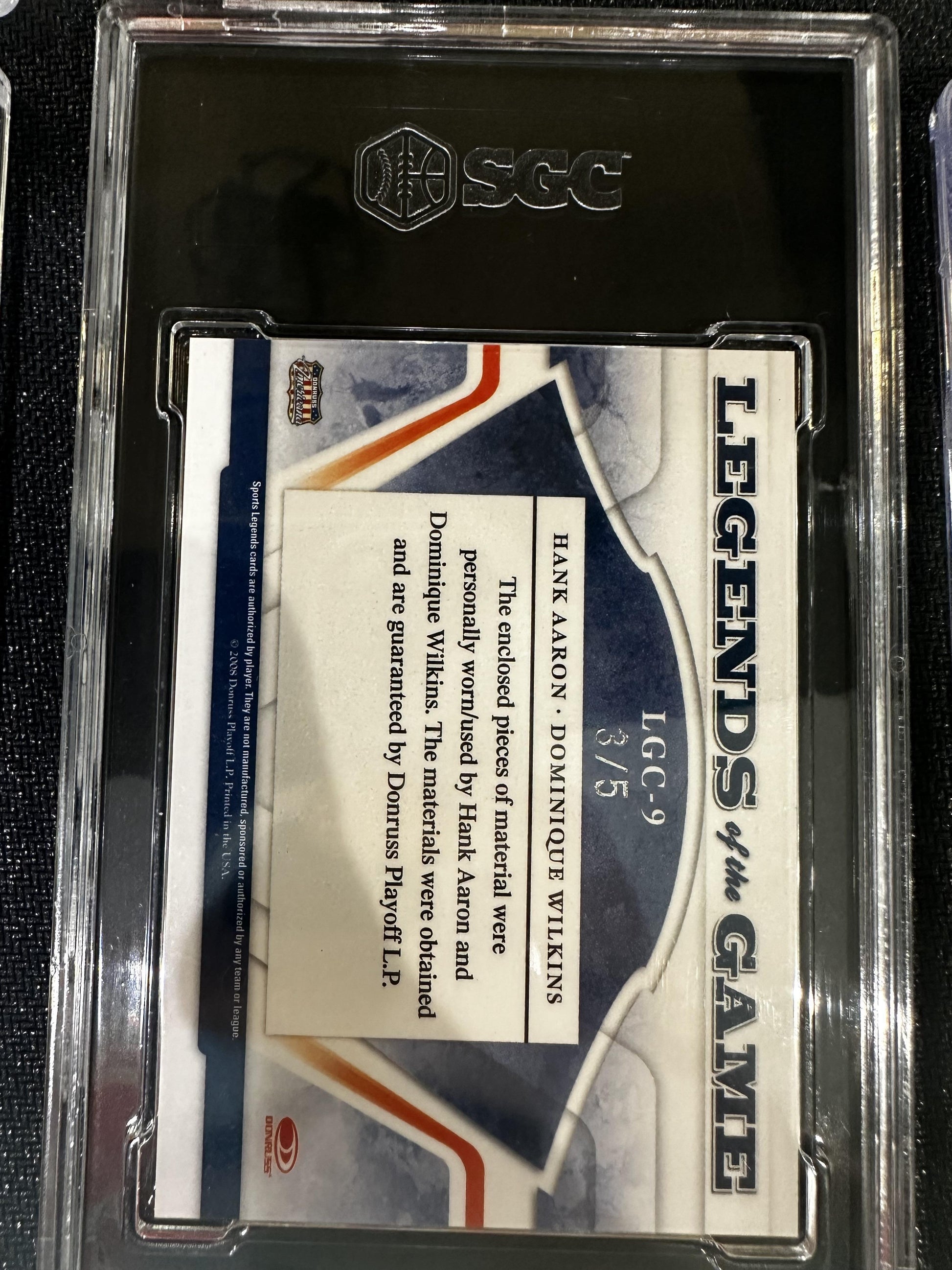 #LGC-9 Hank Aaron / Dominique Wilkins 2008 Donruss Sports /5 Legends of the Game