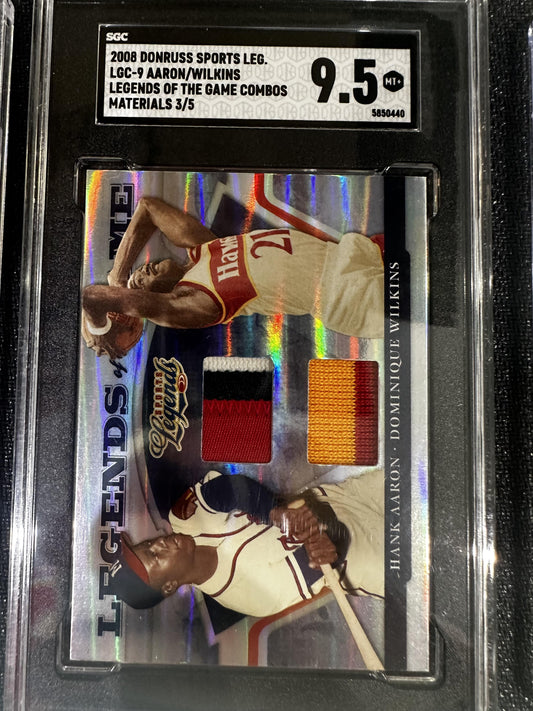 #LGC-9 Hank Aaron / Dominique Wilkins 2008 Donruss Sports /5 Legends of the Game