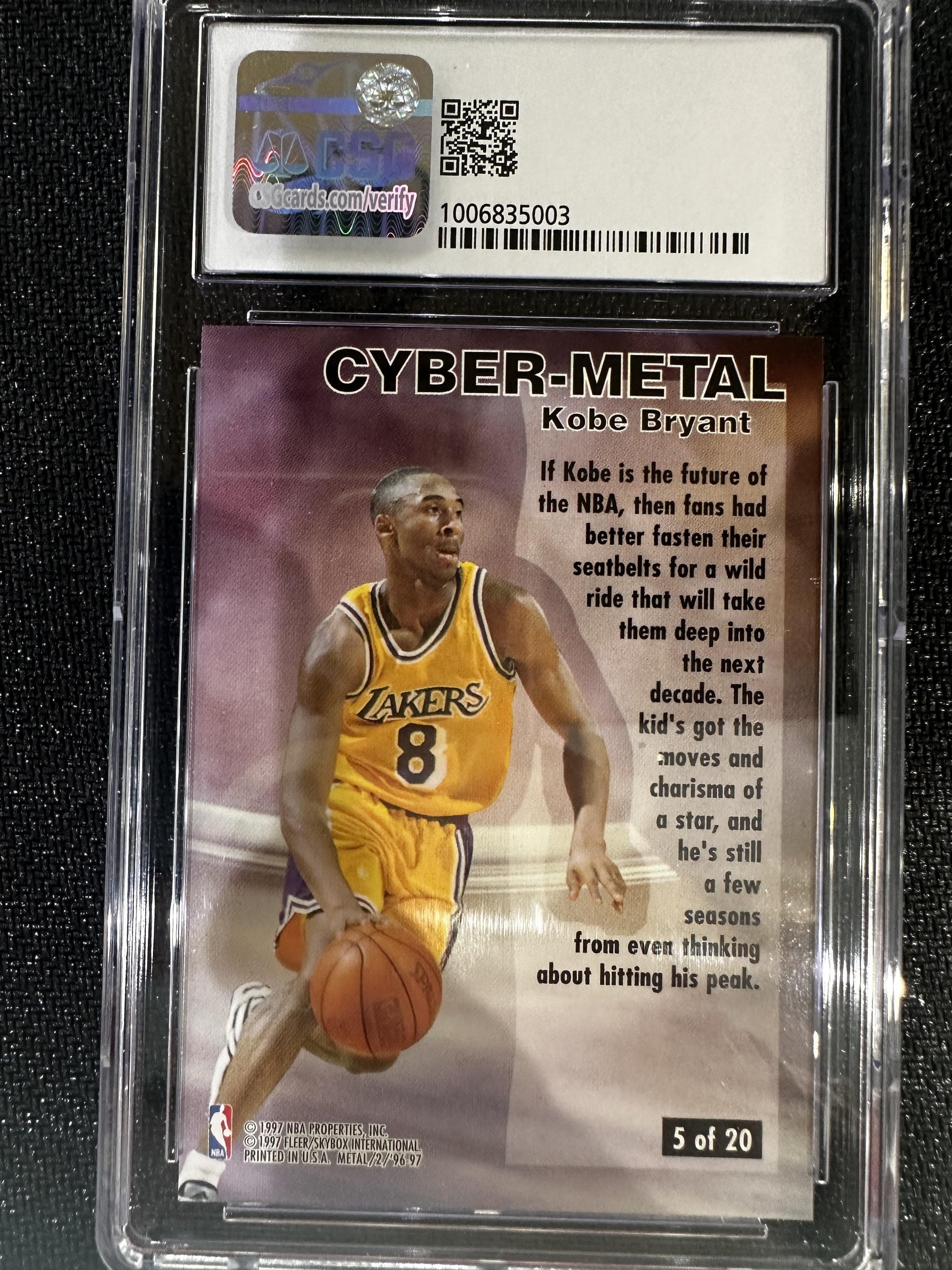 #5 Kobe Bryant 1996-97 Metal 8.5 Los Angeles Lakers NM-MT+ sports Cyber-Metal