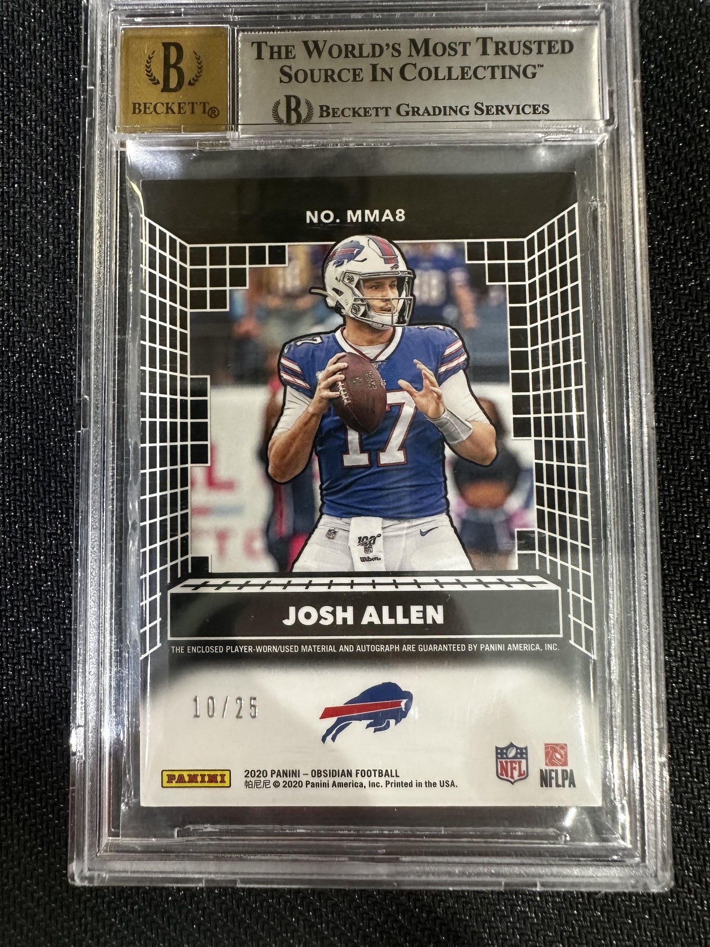 #MMA8 Josh Allen 2020 Panini Obsidian /25 8.5 Bills Matrix Material Autos