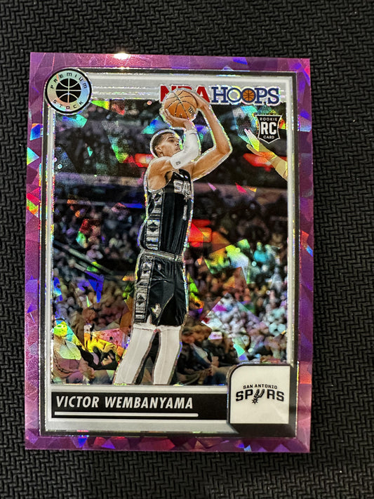 #108 Victor Wembanyama 2023-24 Panini Premium Stock /149 Spurs Purple Ice