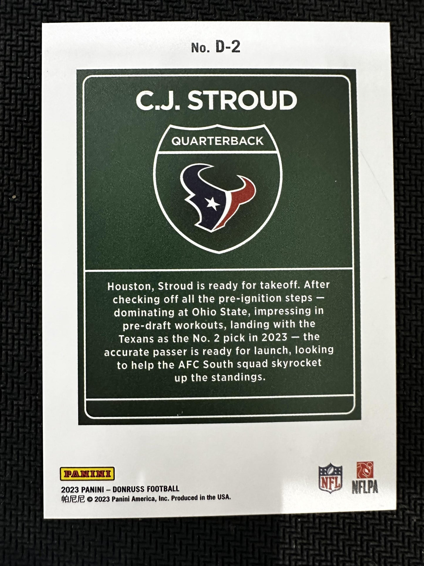 #D-2 C.J. Stroud 2023 Donruss Houston Texans sports Downtown!