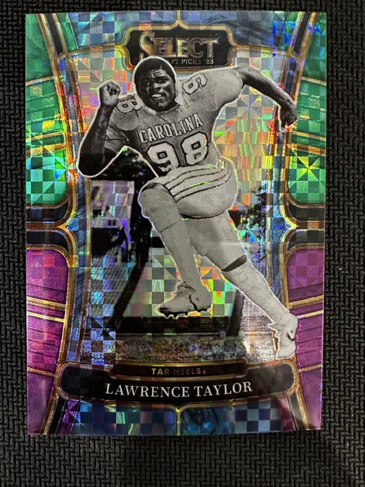 #81 Lawrence Taylor 2023 Panini Select Draft Picks /100 Green & Purple Squares