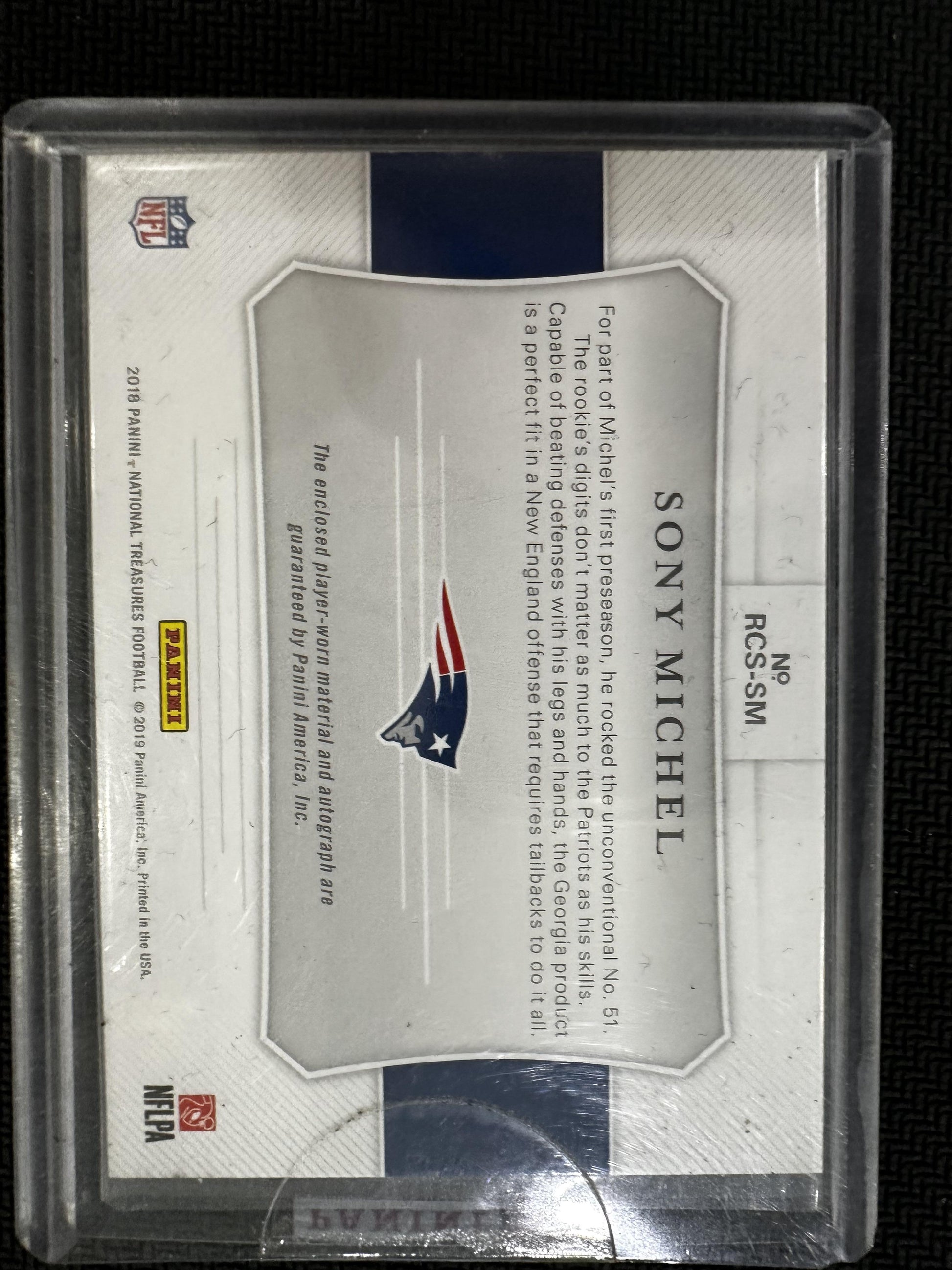 #RCS-SM Sony Michel 2018 Panini National Treasures Auto /99 Patriots Colossal