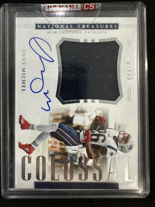 #RCS-SM Sony Michel 2018 Panini National Treasures Auto /99 Patriots Colossal