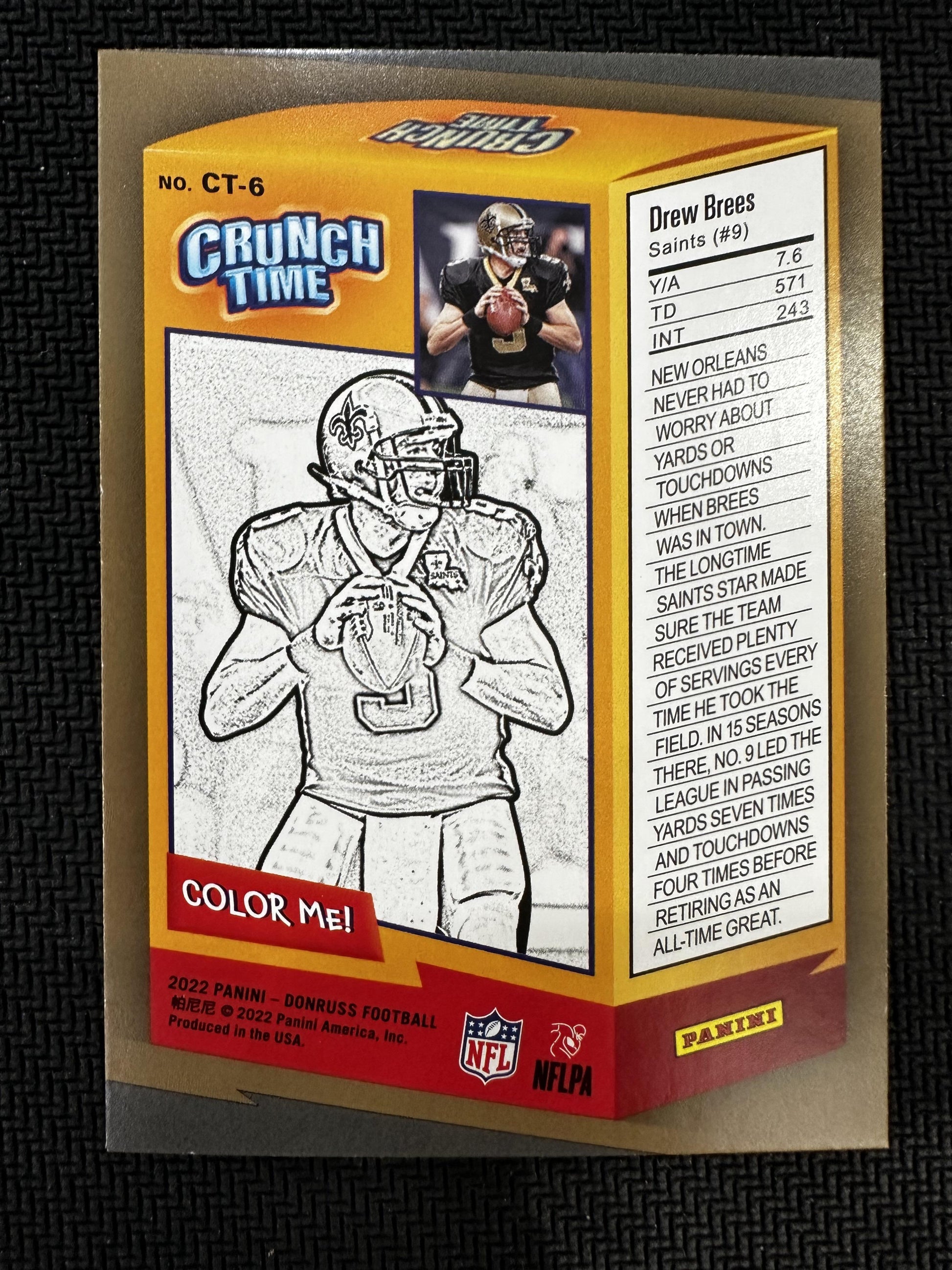 #CT-6 Drew Brees 2022 Donruss New Orleans Saints sports Crunch Time Galactic