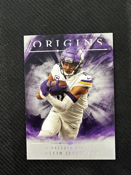 #9 Justin Jefferson 2024 Panini Origins SN #/75 Minnesota Vikings sports Silver