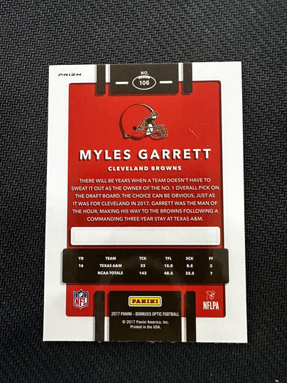 #106 Myles Garrett 2017 Donruss Optic RC Rookie Cleveland Browns sports Holo