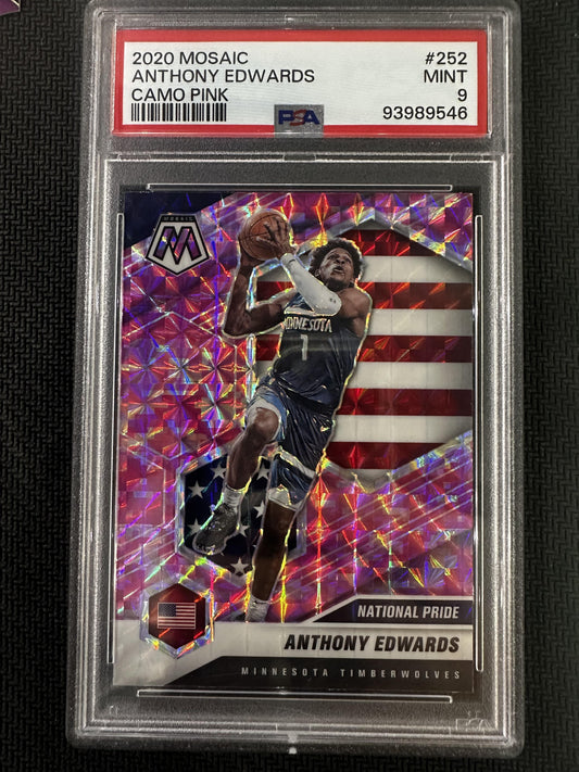 #252 Anthony Edwards 2020-21 Panini Mosaic Minnesota Timberwolves Camo Pink