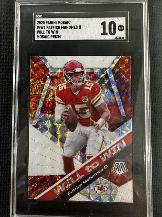 #WW1 Patrick Mahomes II 2020 Panini Mosaic 10 Chiefs Will to Win Prizm