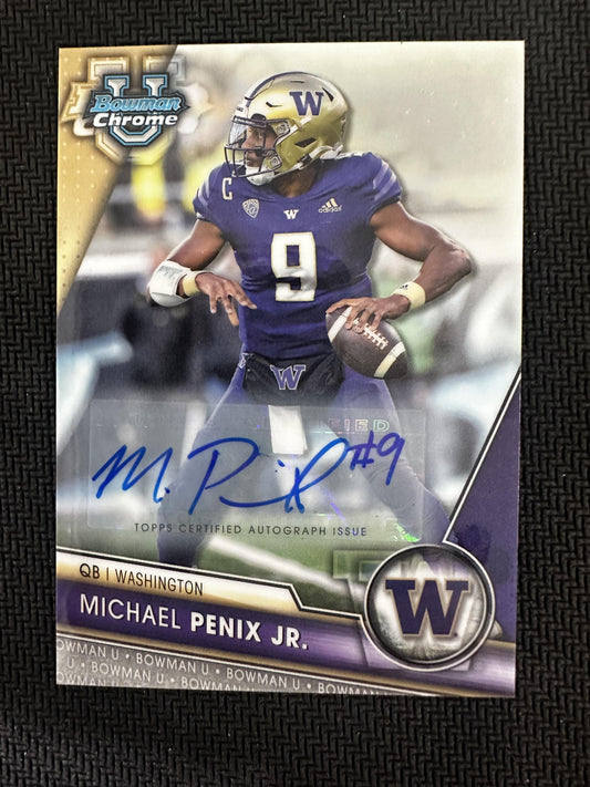 #141 Michael Penix Jr. 2023 Bowman U Chrome Huskies Chrome Prospect Auto