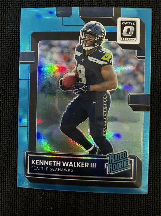 #218 Kenneth Walker III 2022 Donruss Optic SN,RC Rookie /299 Seahawks Aqua