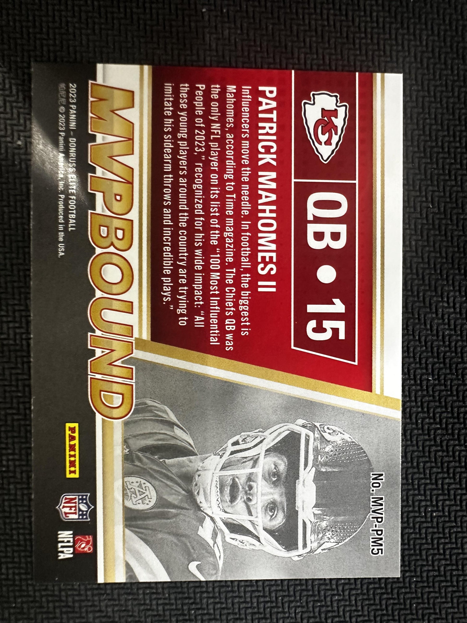 2023 Donruss Elite #MVP-PM5 Patrick Mahomes II MVPbound