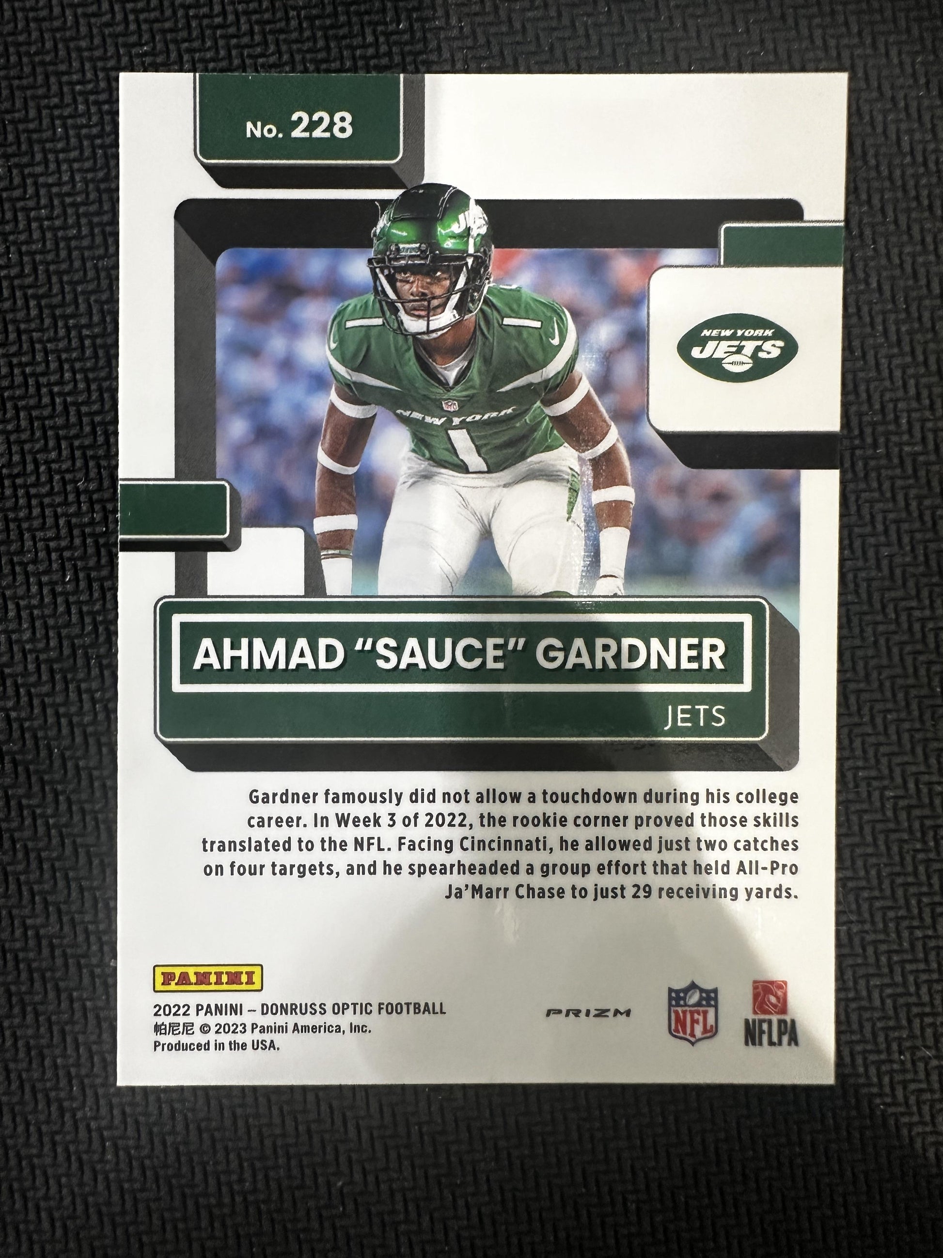 2022 Donruss Optic #228 Ahmad "Sauce" Gardner Stars