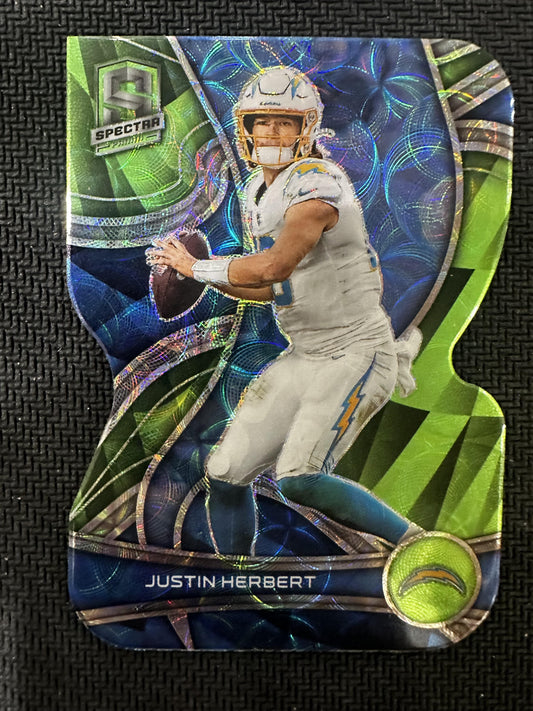 2022 Panini Spectra #70 Justin Herbert Neon Green Die Cut #/30