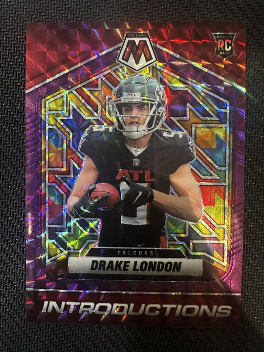 2022 Panini Mosaic #I-5 Drake London Introductions Mosaic Purple #/49