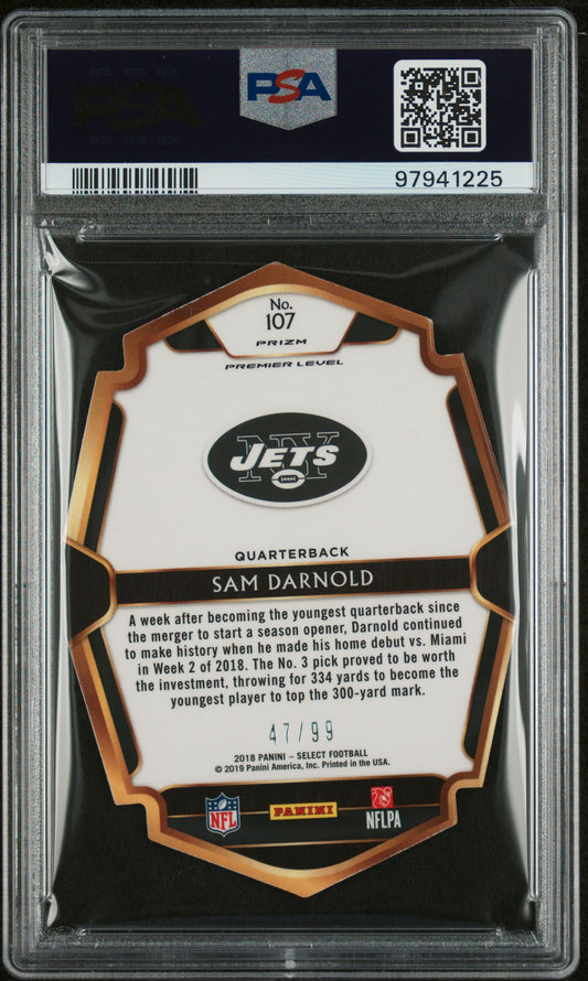 #107 Sam Darnold 2018 Panini Select 7 NM sports Die-Cut Light Blue Prizm