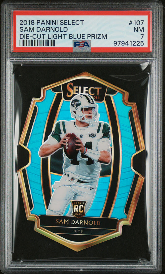 #107 Sam Darnold 2018 Panini Select 7 NM sports Die-Cut Light Blue Prizm