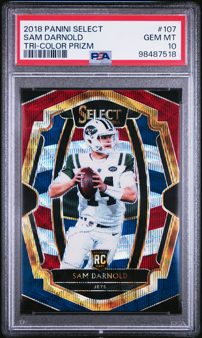 #107 Sam Darnold 2018 Panini Select 10 GEM-MT sports Tri-Color Prizm