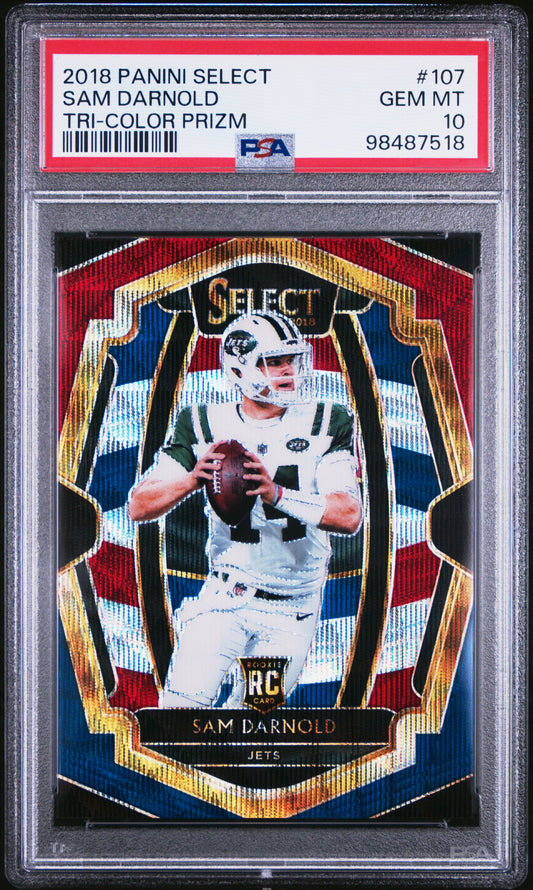 #107 Sam Darnold 2018 Panini Select 10 GEM-MT sports Tri-Color Prizm