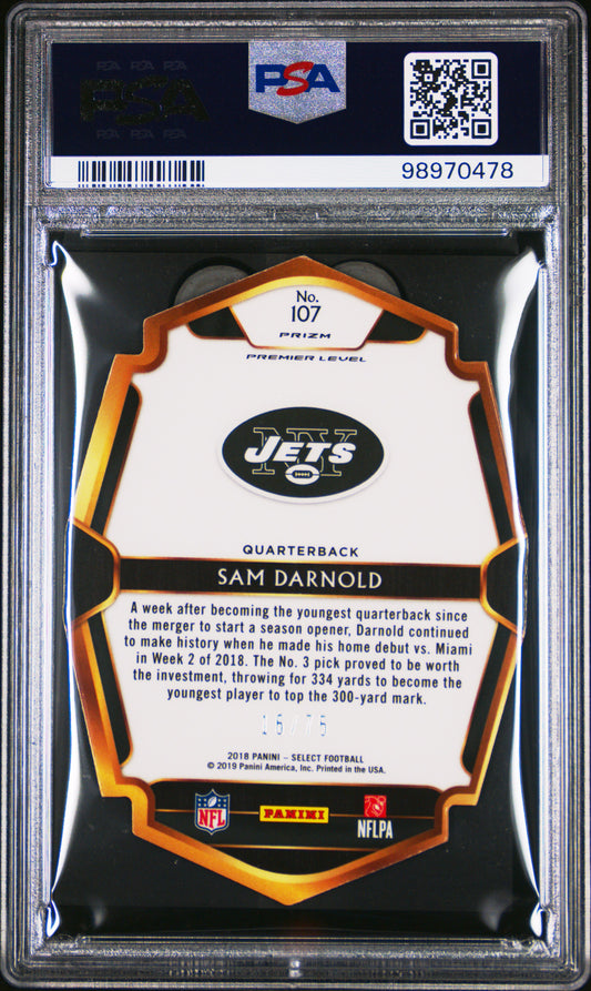 #107 Sam Darnold 2018 Panini Select 9 MT sports Die-Cut Purple Prizm