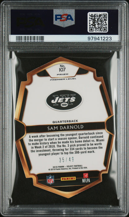 #107 Sam Darnold 2018 Panini Select AU Auto 8 Die-Cut Neon Green Prizm