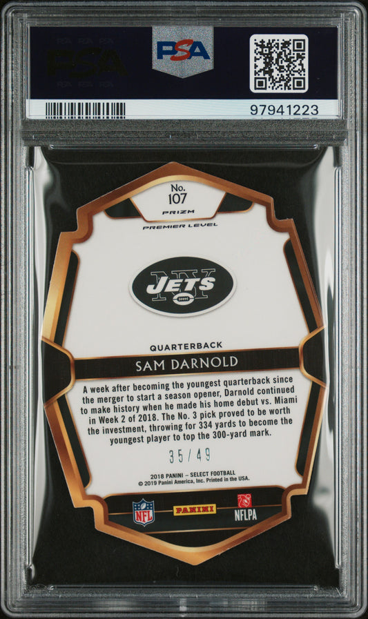 #107 Sam Darnold 2018 Panini Select AU Auto 8 Die-Cut Neon Green Prizm