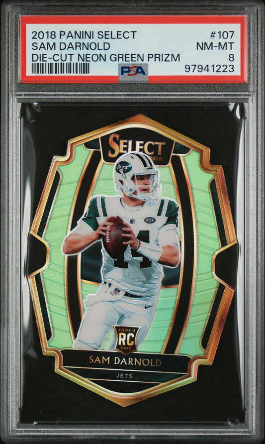 #107 Sam Darnold 2018 Panini Select AU Auto 8 Die-Cut Neon Green Prizm